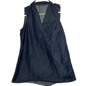 Toad & Co Chambray Wrap Blouse Tank V-neck Side Zip  Denim Navy Blue Small